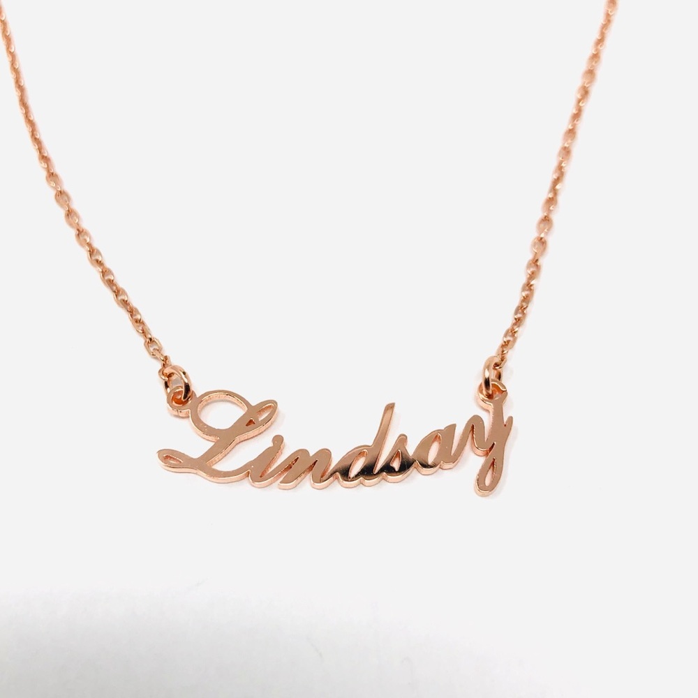“LINDSAY” rose gold sterling silver name necklace, NWOT - Picture 3 of 6